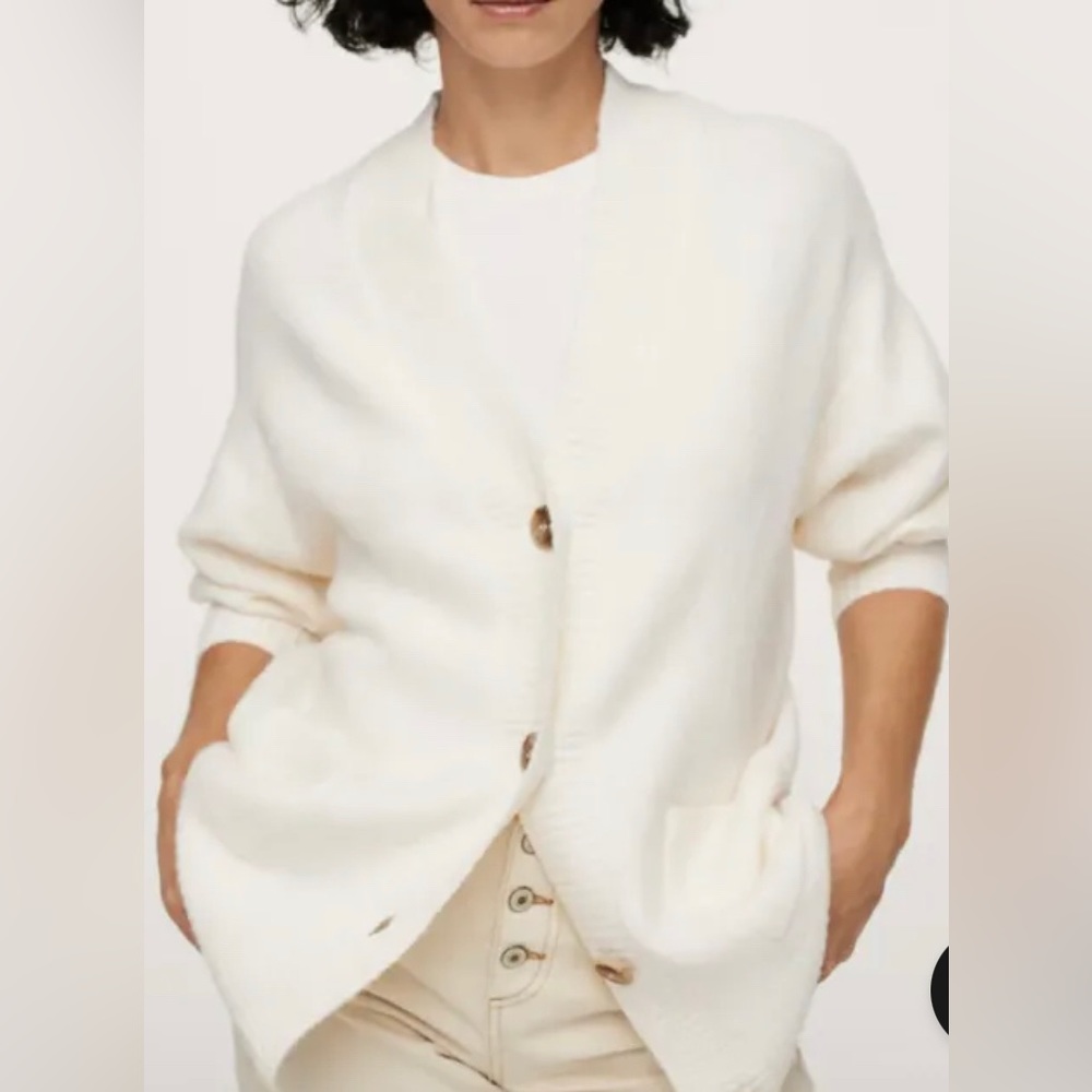 Mango knitted wool blend V-neck down down cardigan